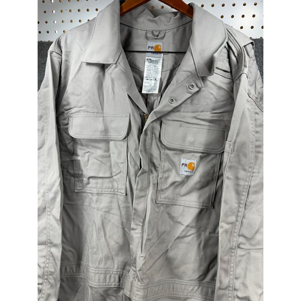Carhartt FR Traditional Coveralls 54 Tall Gray Zip Up Multi Pocket Mechanic - Picture 2 of 10